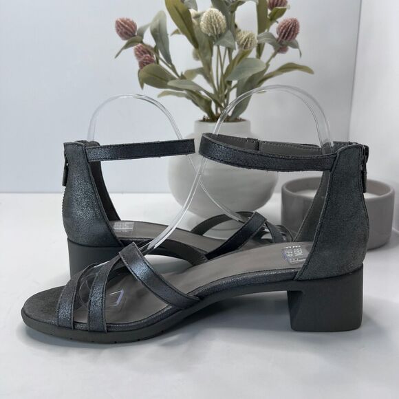 Eileen Fisher Noni Block Heel Leather Sandal Metallic Gray Women 7 NWOB - Picture 6 of 10